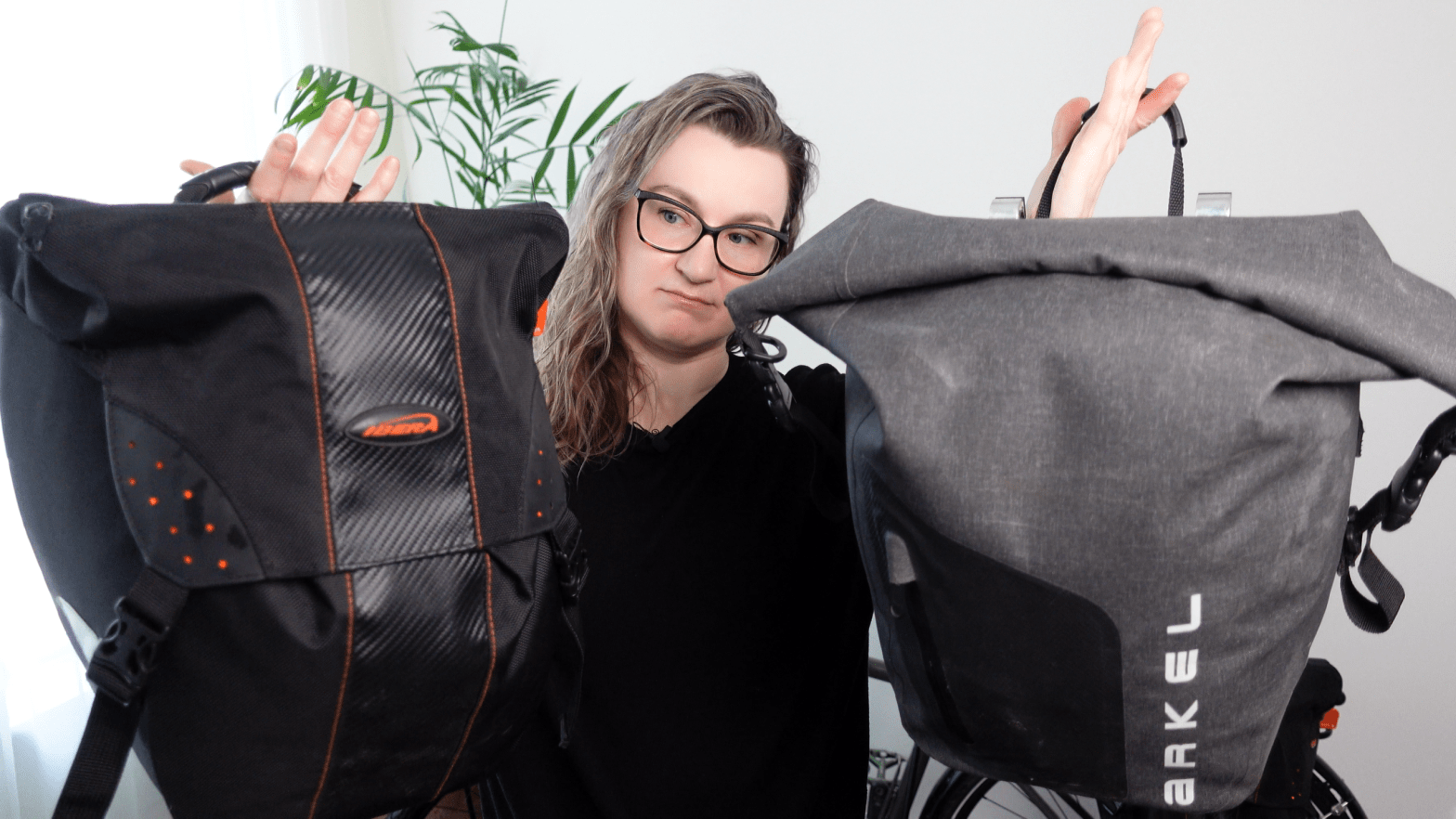 agnieszka is holding two panniers